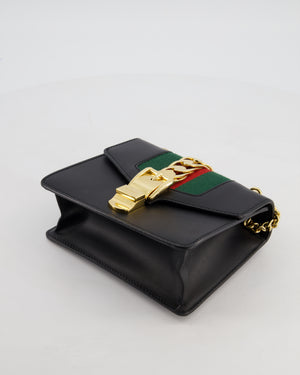 Gucci Black Leather Small Sylvie Bag with Gold Hardware
