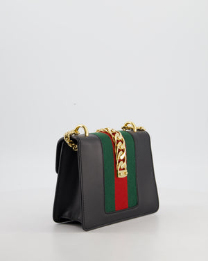Gucci Black Leather Small Sylvie Bag with Gold Hardware