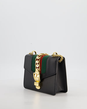 Gucci Black Leather Small Sylvie Bag with Gold Hardware