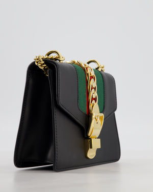 Gucci Black Leather Small Sylvie Bag with Gold Hardware