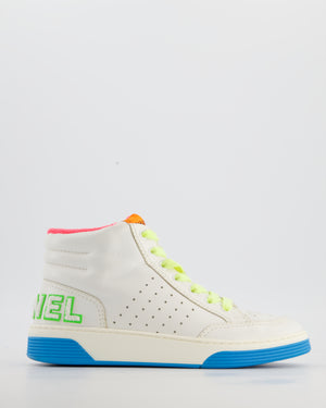 Chanel 20/P White Calfskin and Multicolour Trainers with Logo Detail Size EU 38.5