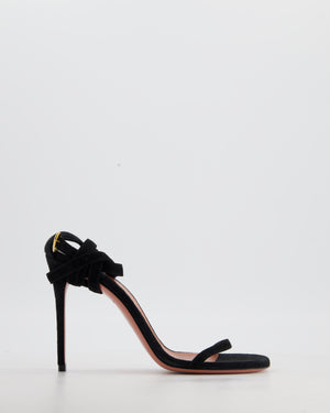 Amina Muaddi Black Tie-Up Strap Suede Heels Size EU 38