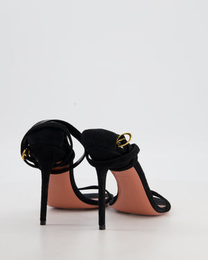 Amina Muaddi Black Tie-Up Strap Suede Heels Size EU 38