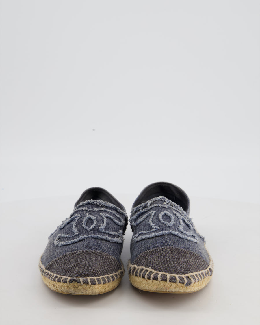*FIRE PRICE* Chanel Blue Logo Denim Espadrilles Size EU 41