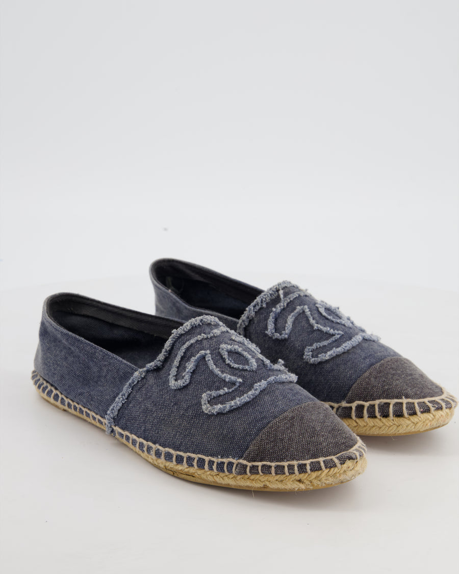 *FIRE PRICE* Chanel Blue Logo Denim Espadrilles Size EU 41