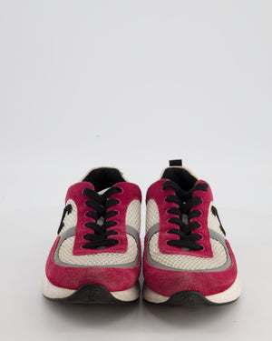 Chanel Purple, Cream and Black Suede CC Mesh Trainers Size EU 39