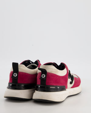 Chanel Purple, Cream and Black Suede CC Mesh Trainers Size EU 39