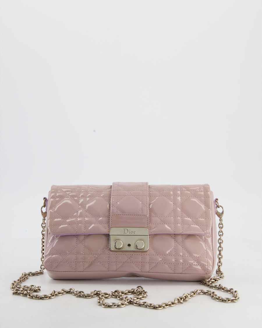 Christian Dior Miss Dior Promenade Small Flap Bag in Blush Pink Cannage Patent Leather with Gunmetal Hardware