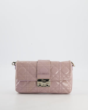 Christian Dior Miss Dior Promenade Small Flap Bag in Blush Pink Cannage Patent Leather with Gunmetal Hardware