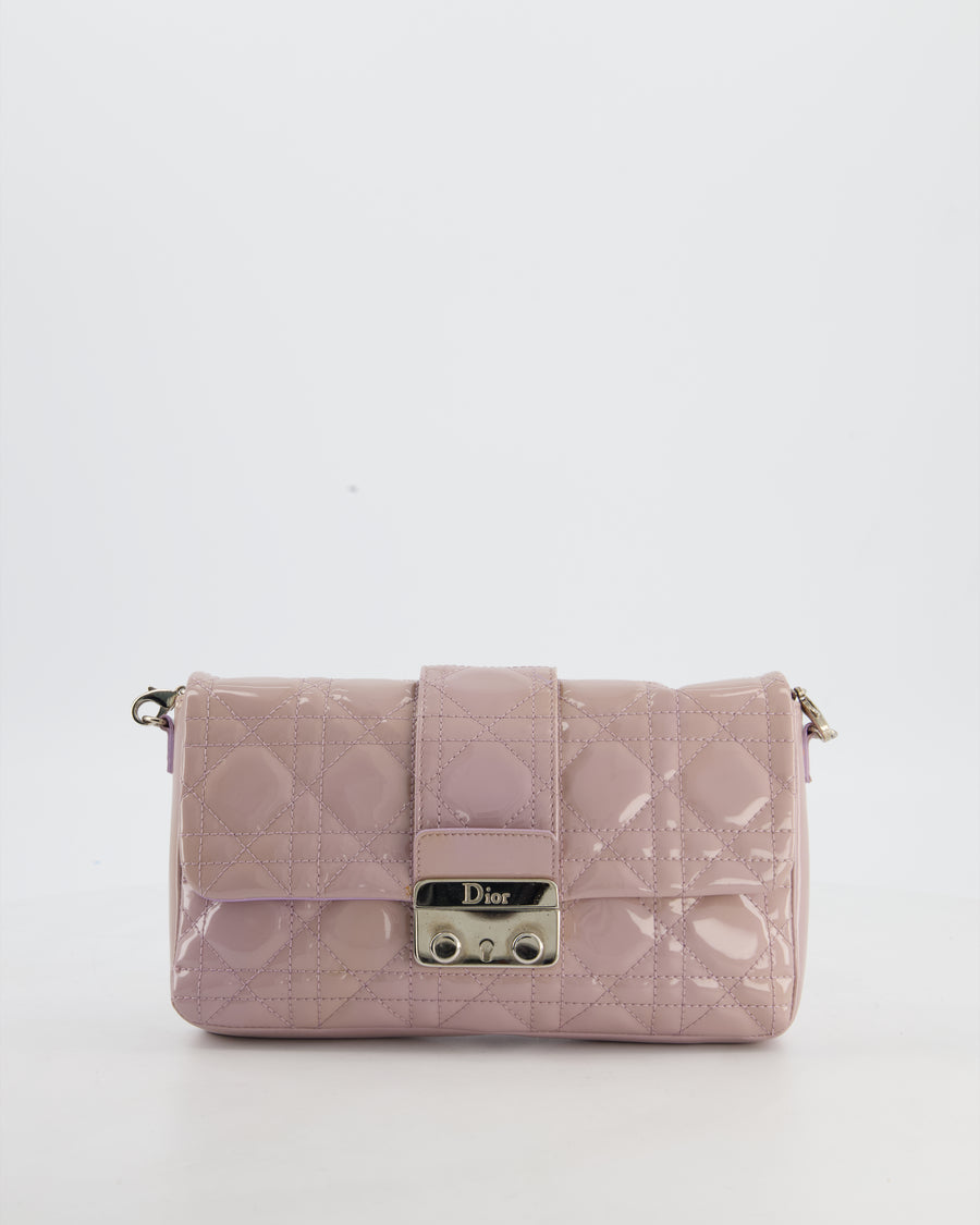 Christian Dior Miss Dior Promenade Small Flap Bag in Blush Pink Cannage Patent Leather with Gunmetal Hardware
