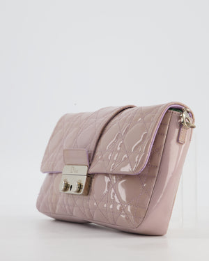 Christian Dior Miss Dior Promenade Small Flap Bag in Blush Pink Cannage Patent Leather with Gunmetal Hardware