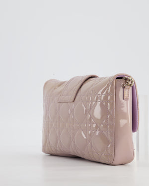 Christian Dior Miss Dior Promenade Small Flap Bag in Blush Pink Cannage Patent Leather with Gunmetal Hardware