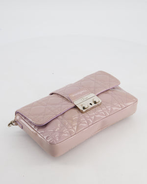 Christian Dior Miss Dior Promenade Small Flap Bag in Blush Pink Cannage Patent Leather with Gunmetal Hardware