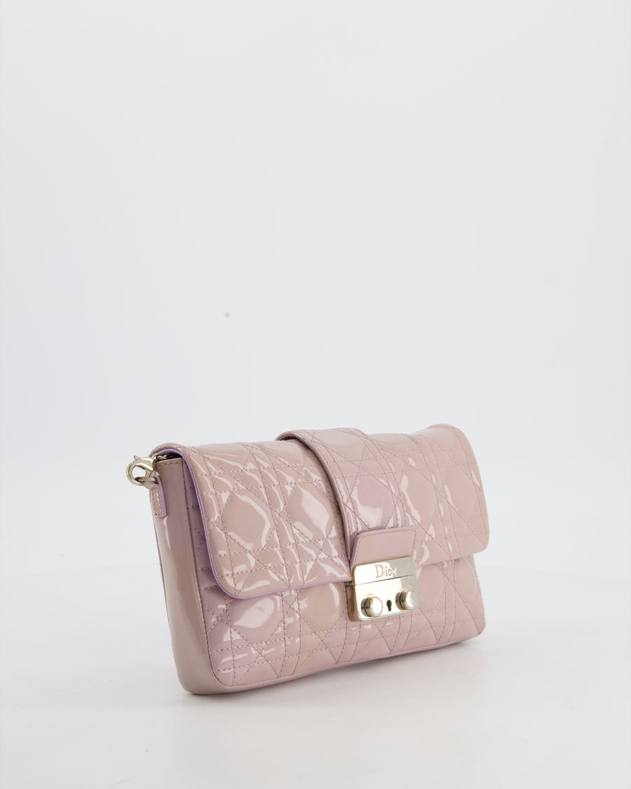 Christian Dior Miss Dior Promenade Small Flap Bag in Blush Pink Cannage Patent Leather with Gunmetal Hardware