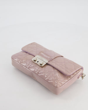 Christian Dior Miss Dior Promenade Small Flap Bag in Blush Pink Cannage Patent Leather with Gunmetal Hardware