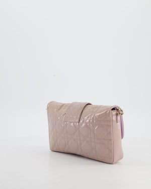 Christian Dior Miss Dior Promenade Small Flap Bag in Blush Pink Cannage Patent Leather with Gunmetal Hardware