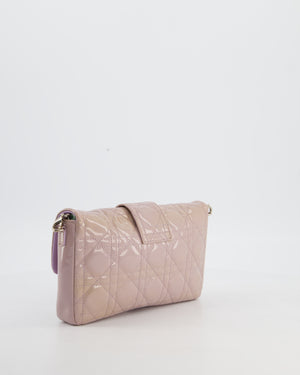Christian Dior Miss Dior Promenade Small Flap Bag in Blush Pink Cannage Patent Leather with Gunmetal Hardware
