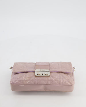 Christian Dior Miss Dior Promenade Small Flap Bag in Blush Pink Cannage Patent Leather with Gunmetal Hardware