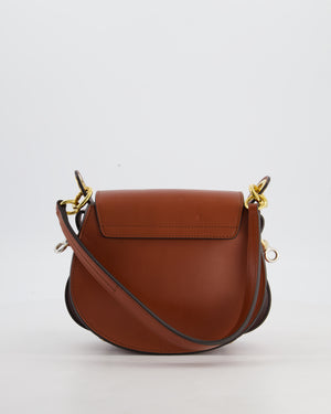 Chloe Brown Small Tess Bag in Grained Calfskin Leather with Gold Hardware
