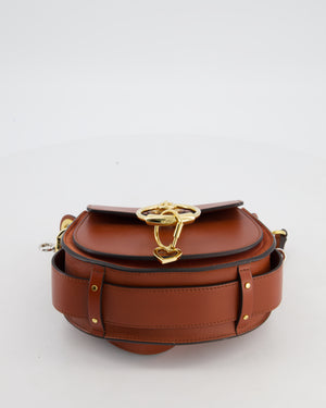 Chloe Brown Small Tess Bag in Grained Calfskin Leather with Gold Hardware