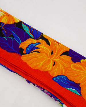 Hermès Blue Flamingo Party Scarf Size 130cm x 135cm