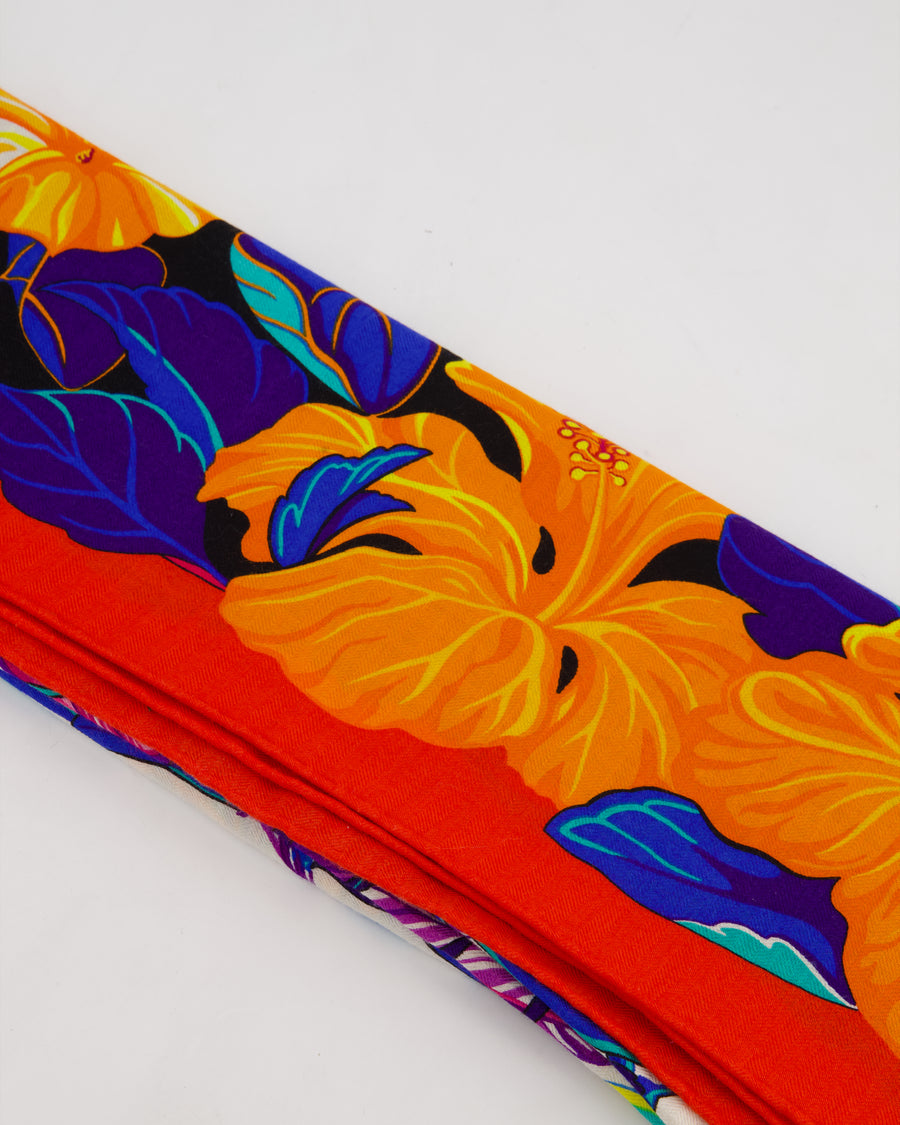 Hermès Blue Flamingo Party Scarf Size 130cm x 135cm