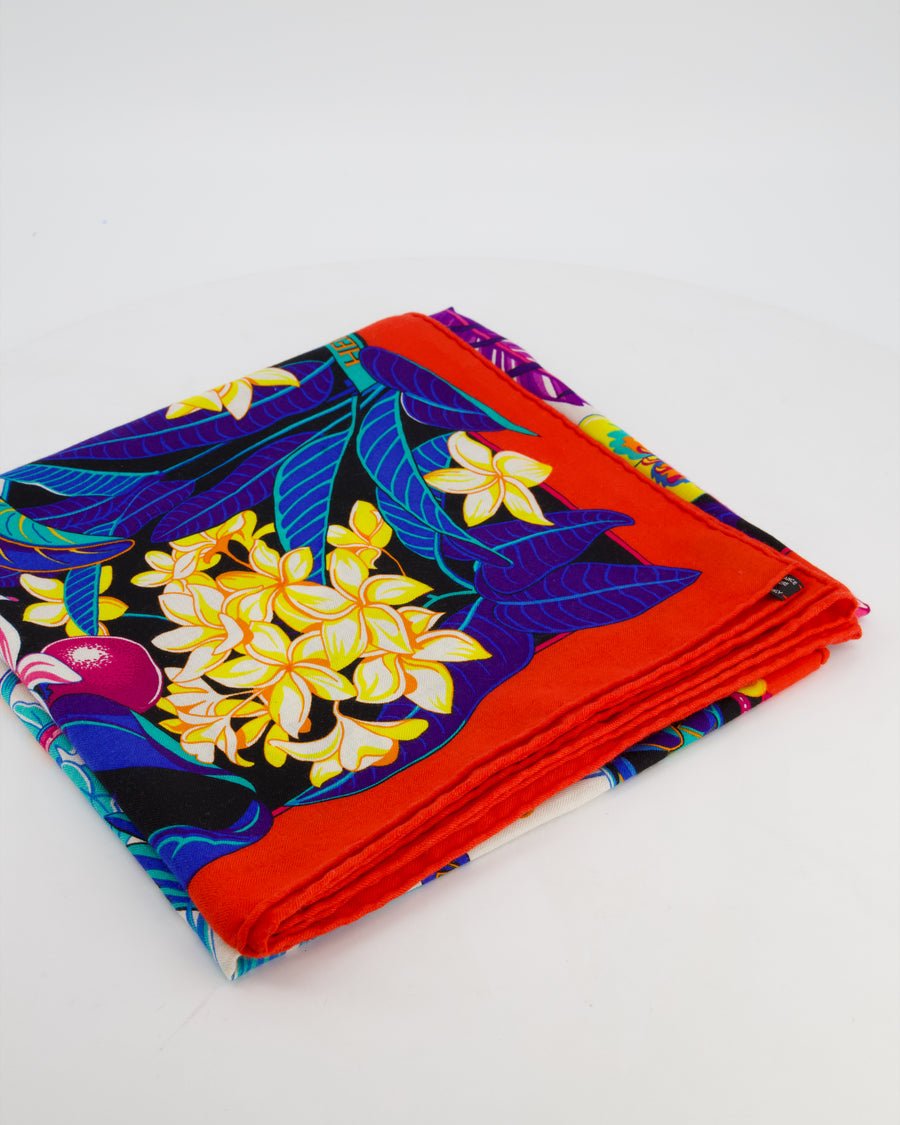 Hermès Blue Flamingo Party Scarf Size 130cm x 135cm