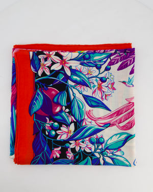 Hermès Blue Flamingo Party Scarf Size 130cm x 135cm