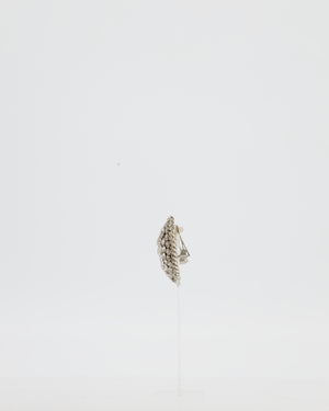 Alessandra Rich Silver Crystal Heart Clip-On Earrings