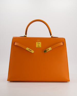 Hermès Kelly 35 Sellier Bag in Orange Epsom Leather With Gold Hardware