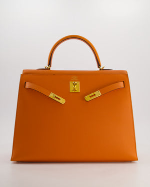 Hermès Kelly 35 Sellier Bag in Orange Epsom Leather With Gold Hardware