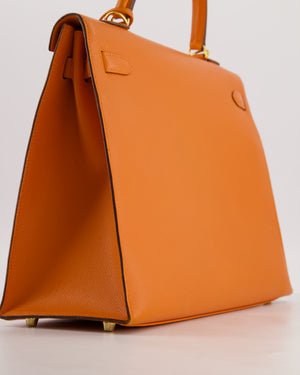 Hermès Kelly 35 Sellier Bag in Orange Epsom Leather With Gold Hardware
