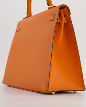 Hermès Kelly 35 Sellier Bag in Orange Epsom Leather With Gold Hardware