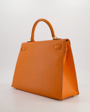 Hermès Kelly 35 Sellier Bag in Orange Epsom Leather With Gold Hardware