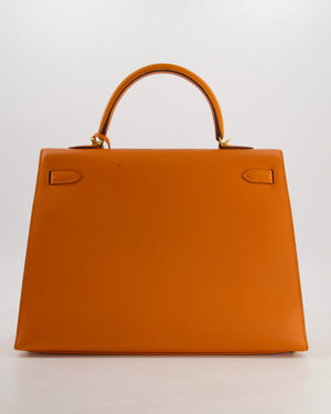 Hermès Kelly 35 Sellier Bag in Orange Epsom Leather With Gold Hardware
