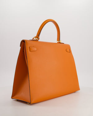 Hermès Kelly 35 Sellier Bag in Orange Epsom Leather With Gold Hardware