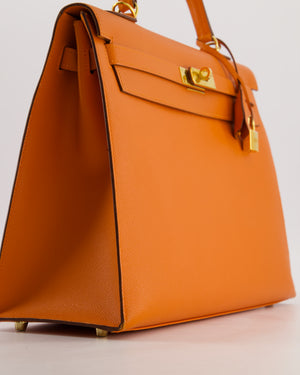 Hermès Kelly 35 Sellier Bag in Orange Epsom Leather With Gold Hardware