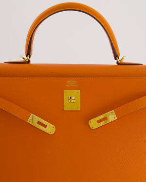 Hermès Kelly 35 Sellier Bag in Orange Epsom Leather With Gold Hardware
