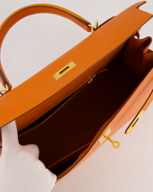 Hermès Kelly 35 Sellier Bag in Orange Epsom Leather With Gold Hardware