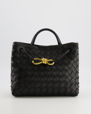 Bottega Veneta Small Andiamo Bag in Black Intrecciato Leather with Gold Hardware RRP £3,460