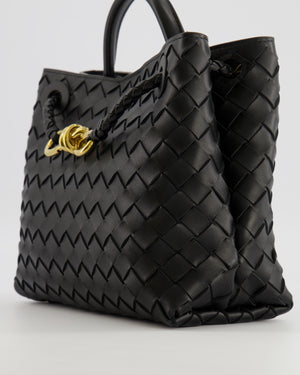 Bottega Veneta Small Andiamo Bag in Black Intrecciato Leather with Gold Hardware RRP £3,460