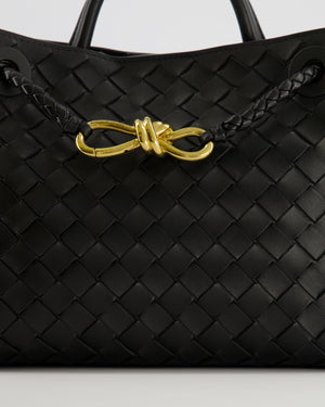 Bottega Veneta Small Andiamo Bag in Black Intrecciato Leather with Gold Hardware RRP £3,460