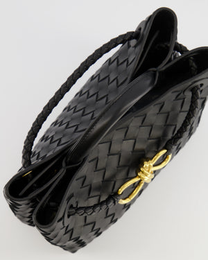 Bottega Veneta Small Andiamo Bag in Black Intrecciato Leather with Gold Hardware RRP £3,460