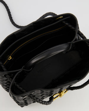 Bottega Veneta Small Andiamo Bag in Black Intrecciato Leather with Gold Hardware RRP £3,460