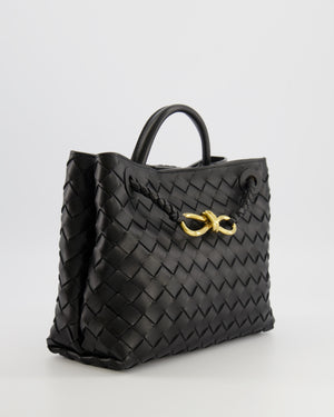 Bottega Veneta Small Andiamo Bag in Black Intrecciato Leather with Gold Hardware RRP £3,460