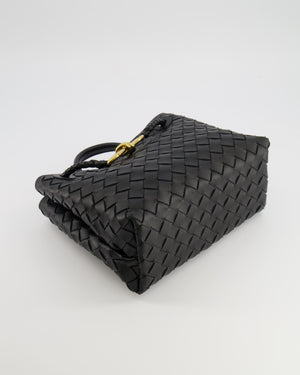 Bottega Veneta Small Andiamo Bag in Black Intrecciato Leather with Gold Hardware RRP £3,460
