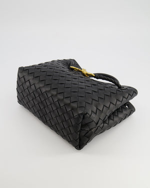 Bottega Veneta Small Andiamo Bag in Black Intrecciato Leather with Gold Hardware RRP £3,460