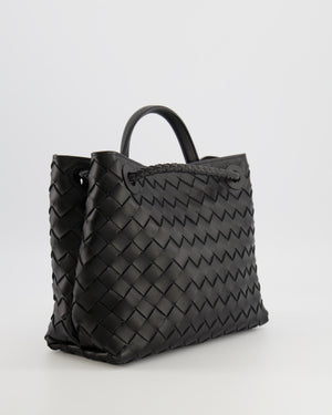 Bottega Veneta Small Andiamo Bag in Black Intrecciato Leather with Gold Hardware RRP £3,460
