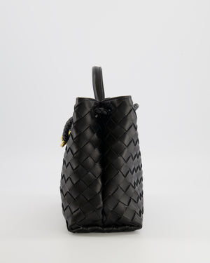 Bottega Veneta Small Andiamo Bag in Black Intrecciato Leather with Gold Hardware RRP £3,460