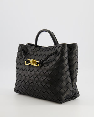 Bottega Veneta Small Andiamo Bag in Black Intrecciato Leather with Gold Hardware RRP £3,460